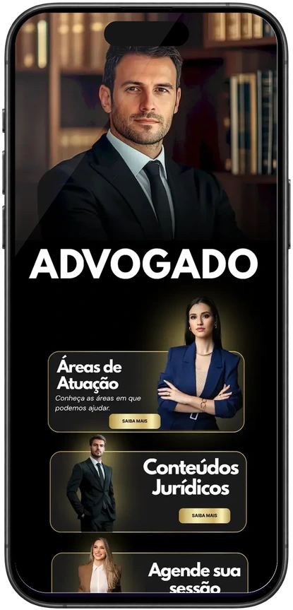 iPhone mostrando um modelo de link na bio para advogado